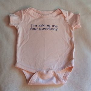 Cafe Press - Baby Size 6-12 months - 4 Questions - Passover Onsie
